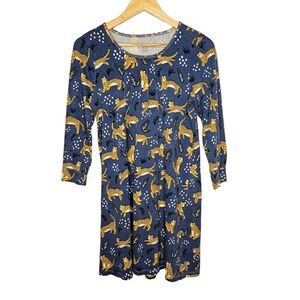 WINTER WATER FACTORY Organic Cotton Dress Womens S Pintucks 3/4 Sleeve Wildcats